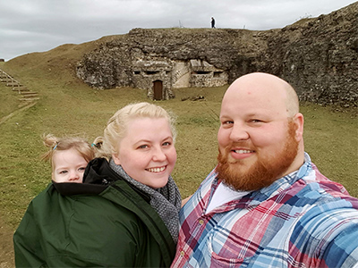 Chris with his wife and daughter at Fort Douaumont. Just outside Verdun, France on November 11, 2018, on the 100th anniversary of the end of WW1