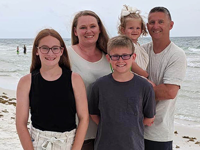 The Dobson family on the beach