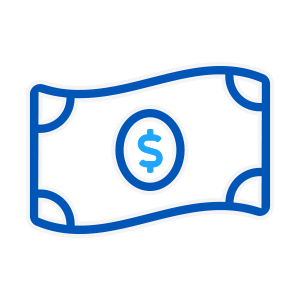 Blue waving dollar bill icon