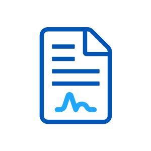 Blue file with signature icon