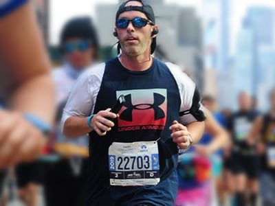 Trey running the NYC Marathon in 2019