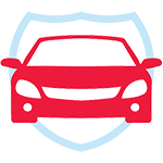 Red car inside blue shield icon