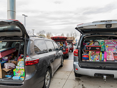 Getting ready to caravan to deliver toys