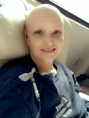 Frances in the hospital getting her chemo treatment