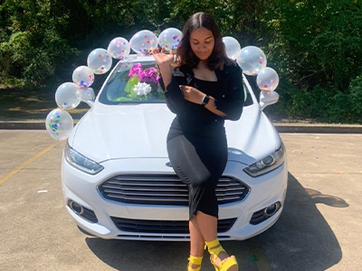 Shelli Carlson's daughter, Dashia, with her new car