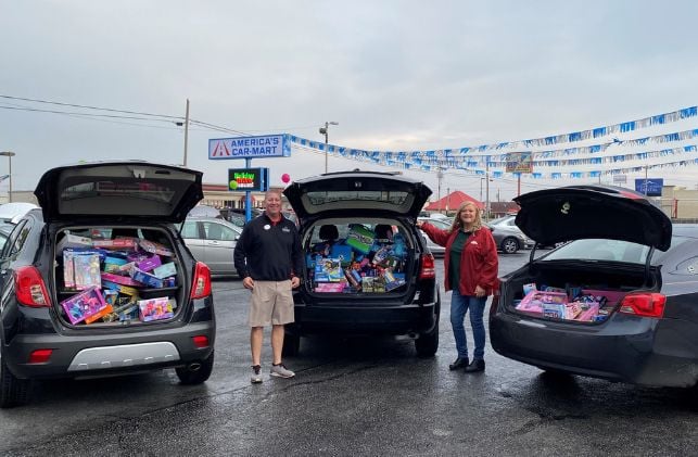 Vehicles full of Toys for the Holiday Toy Drive