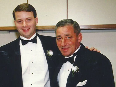 Mike with his father, Dale, at Mike's wedding in 1993.