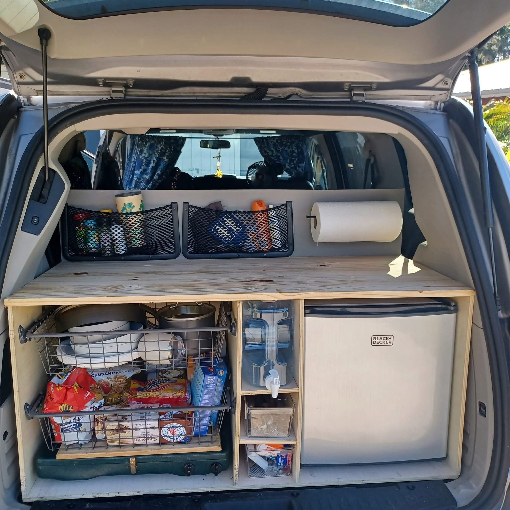 Ginger Hanson’s van is all decked out for her car-camping adventures with the Butterfly Tribe Women Who Camp, a group of women who enjoy car camping out West.